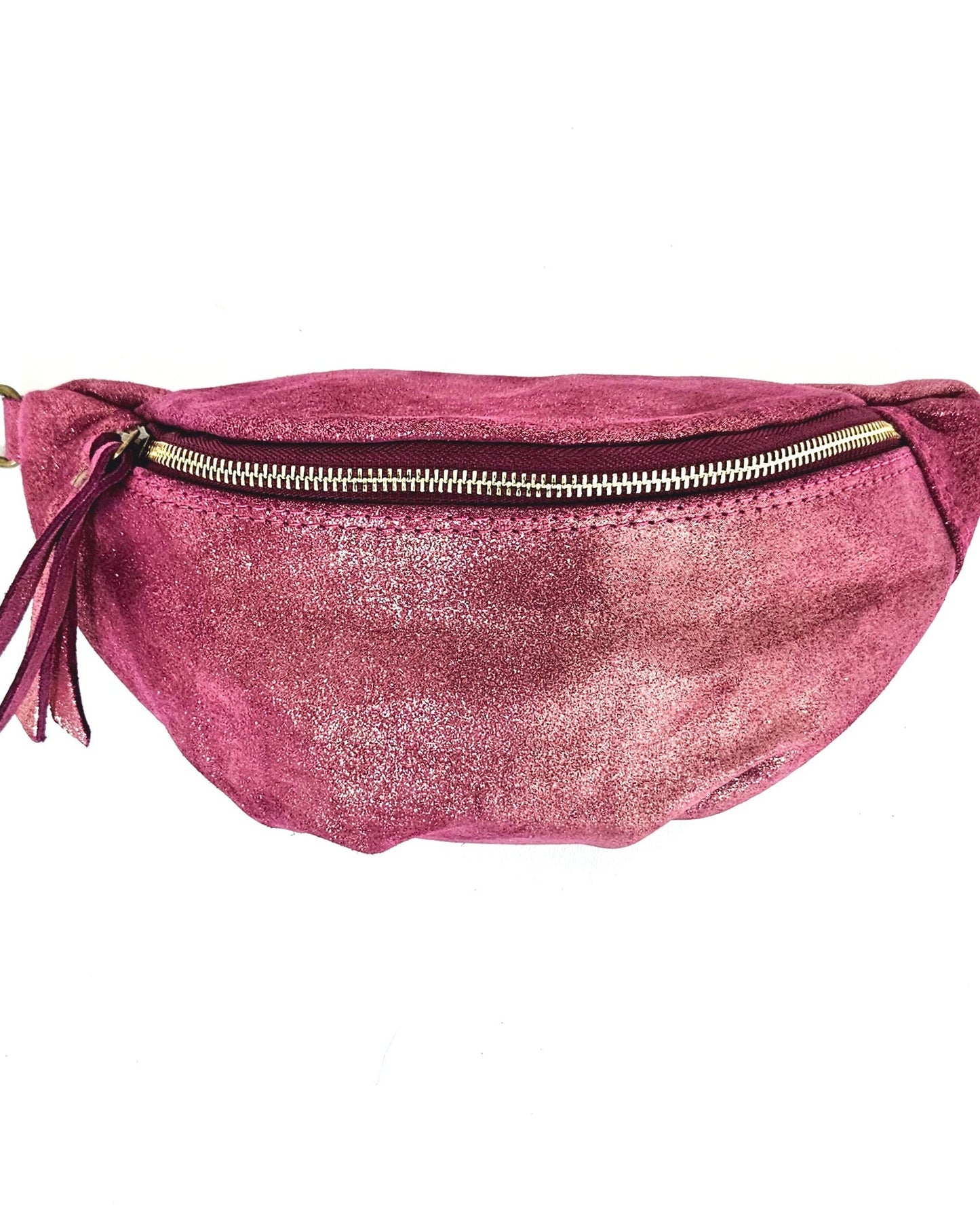 Sac banane Kim en cuir irisé rose