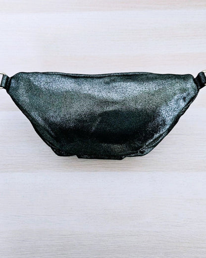 Sac banane Kim en cuir irisé vert foncé