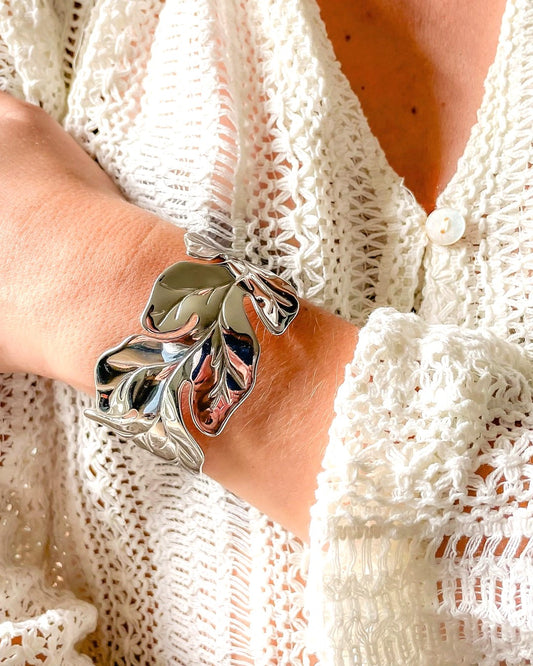 Manchette Leaf argent