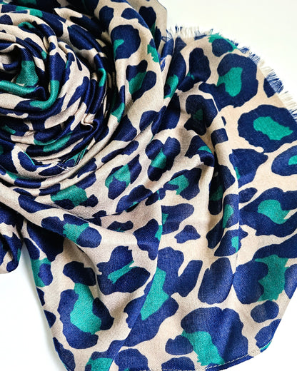 Foulard Léo vert et bleu