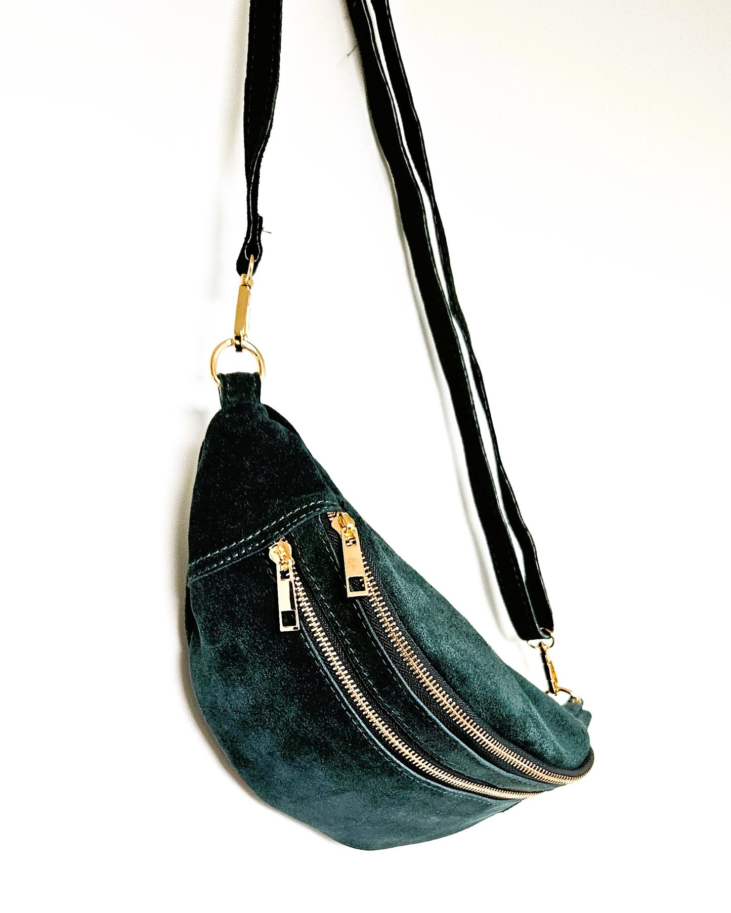 Sac banane Louise en cuir bleu canard