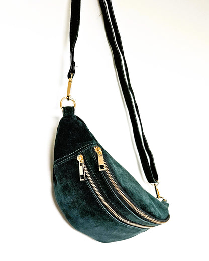 Sac banane Louise en cuir bleu canard