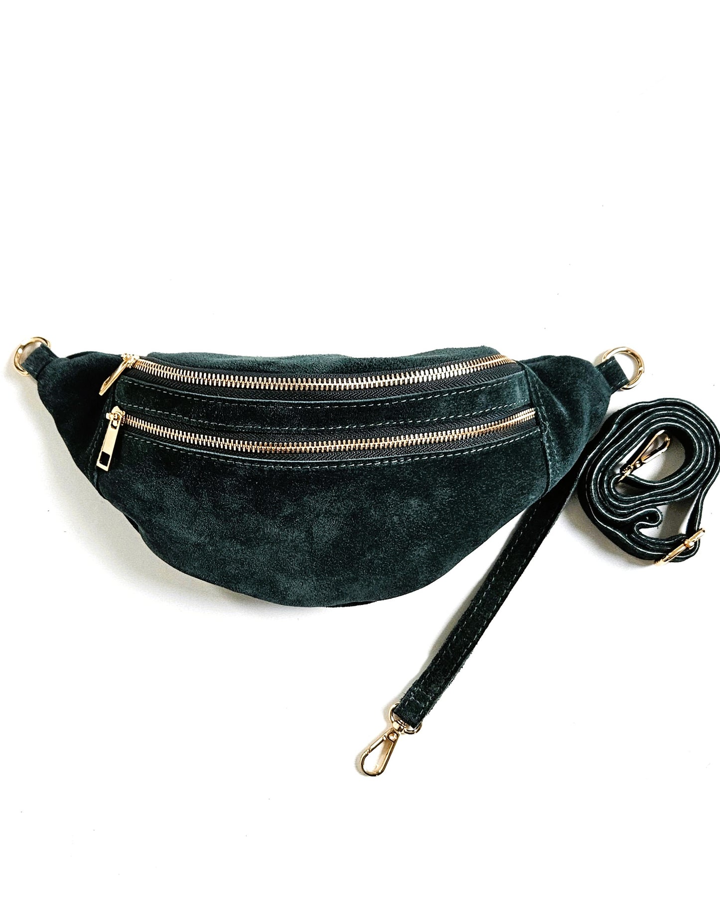 Sac banane Louise en cuir bleu canard