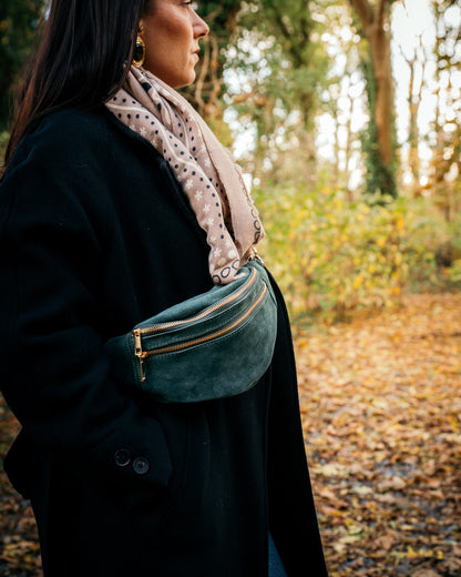 Sac banane Louise en cuir bleu canard