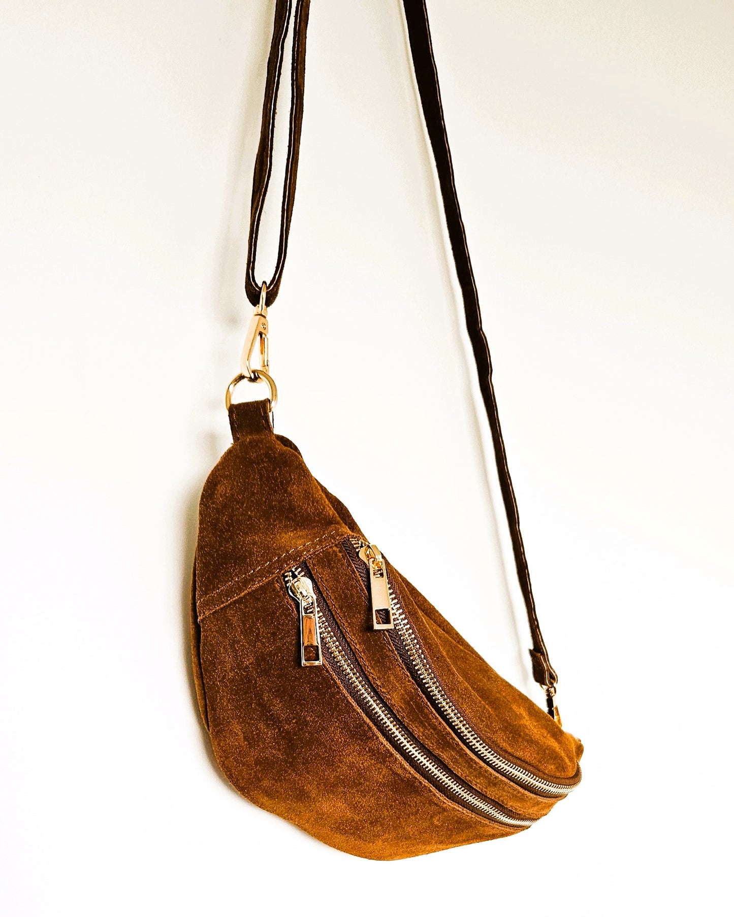 Sac banane Louise en cuir camel