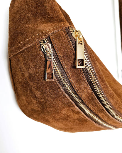 Sac banane Louise en cuir camel