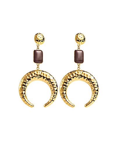 Boucles d'oreilles Lune marron