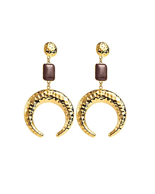 Boucles d'oreilles Lune marron