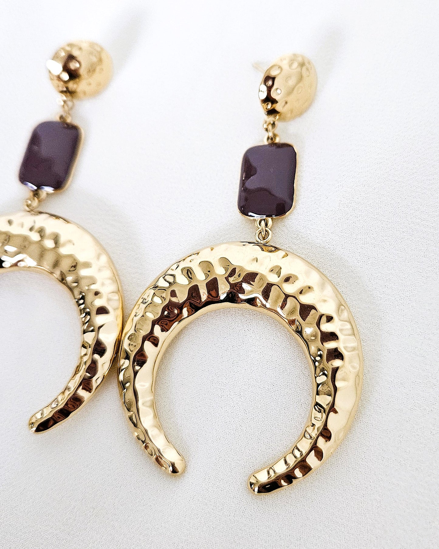 Boucles d'oreilles Lune marron
