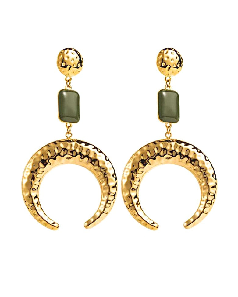 Boucles d'oreilles Lune vert