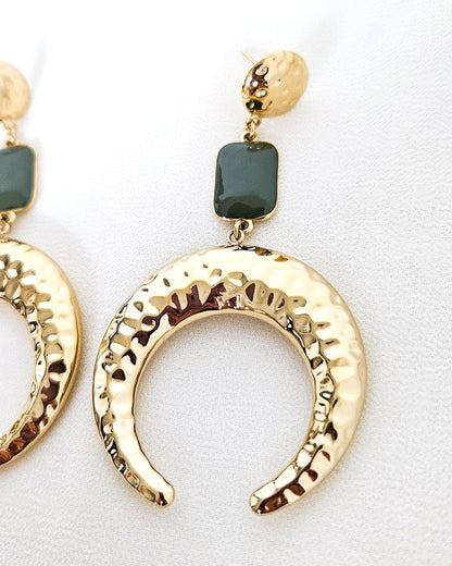 Boucles d'oreilles Lune vert