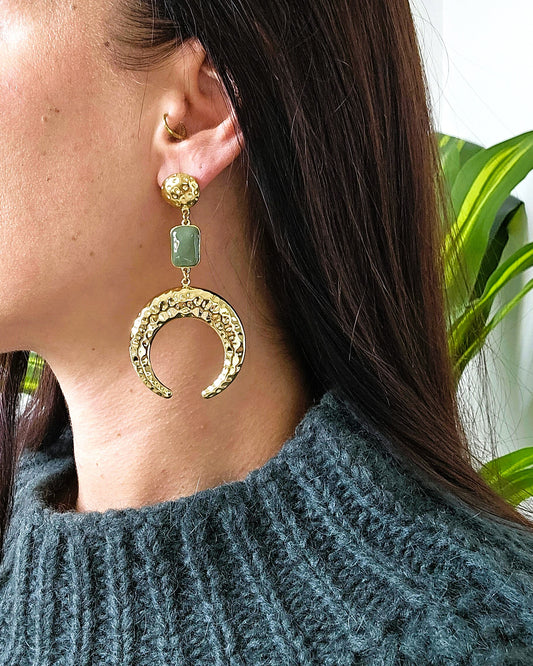 Boucles d'oreilles Lune vert