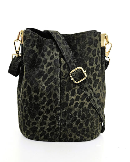 Sac seau léopard kaki