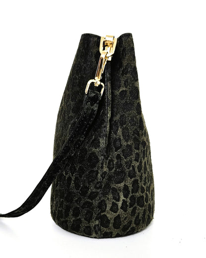 Sac seau léopard kaki
