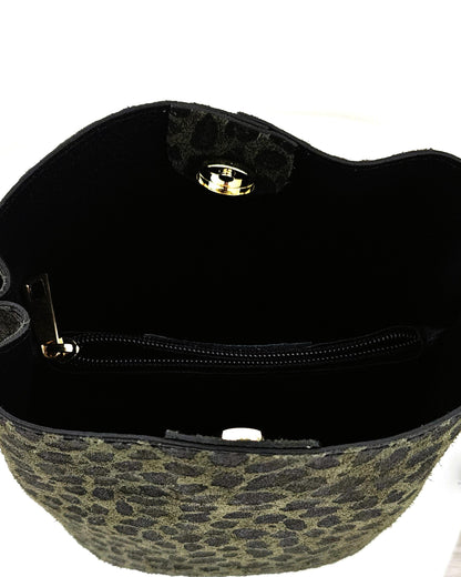 Sac seau léopard kaki