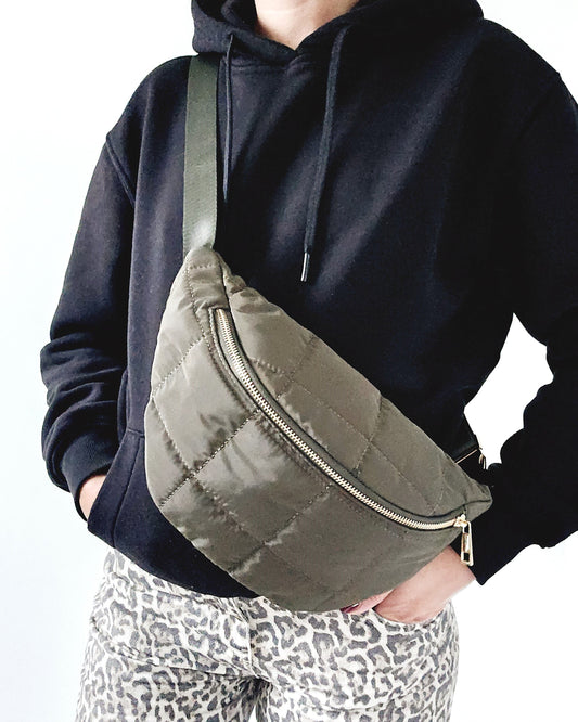 Sac banane matelassé kaki