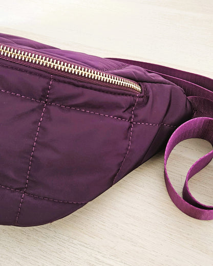 Sac banane matelassé prune