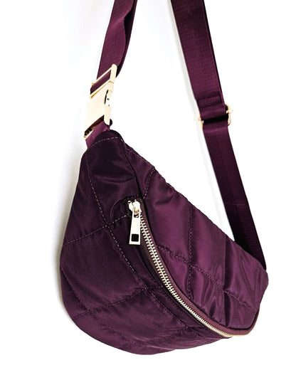 Sac banane matelassé prune