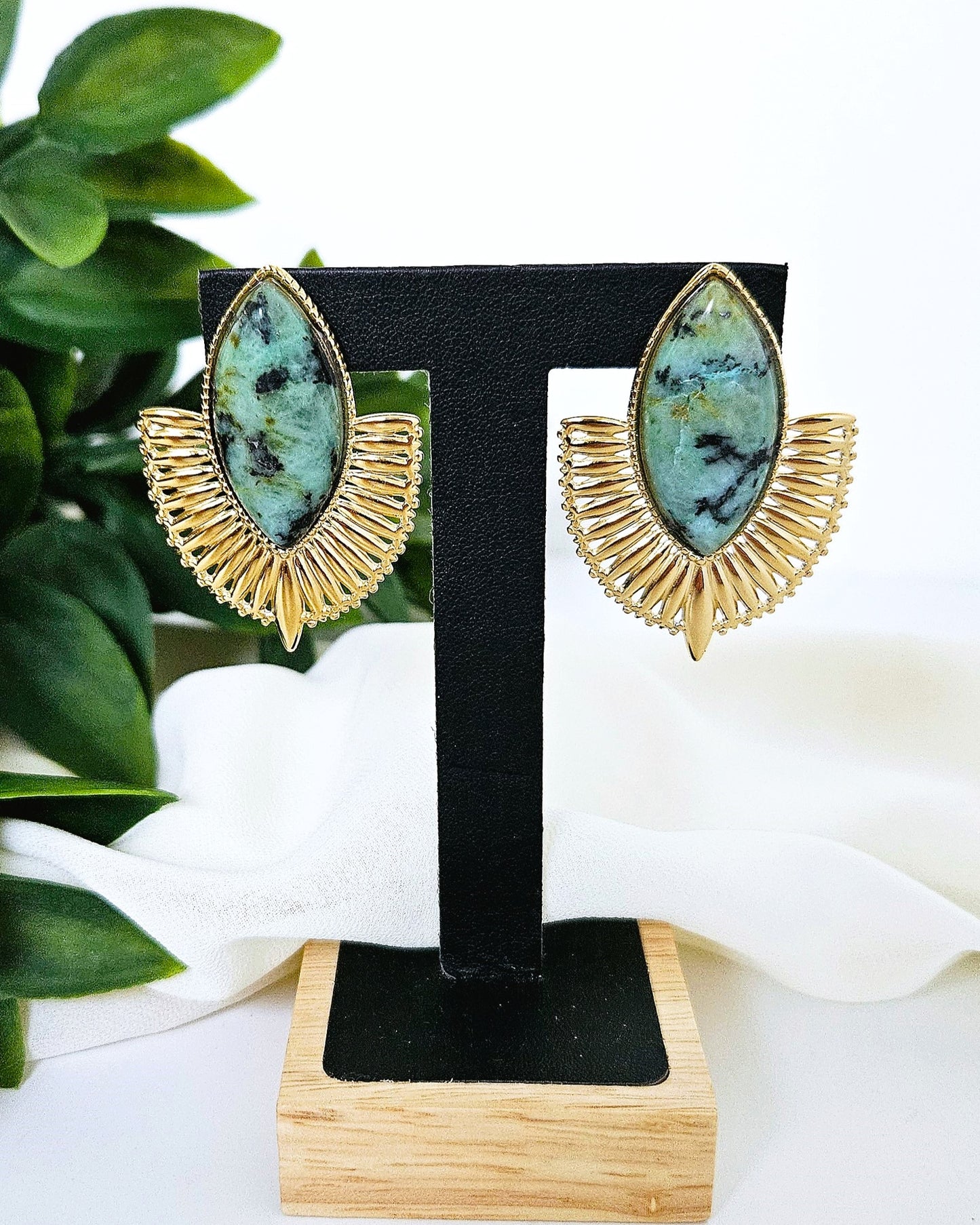 Boucles d'oreilles Nefertiti vert