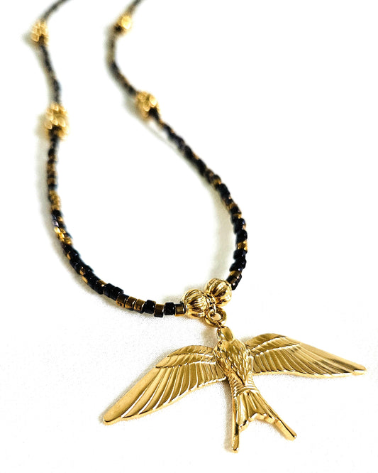Collier Night hirondelle - création Bahia