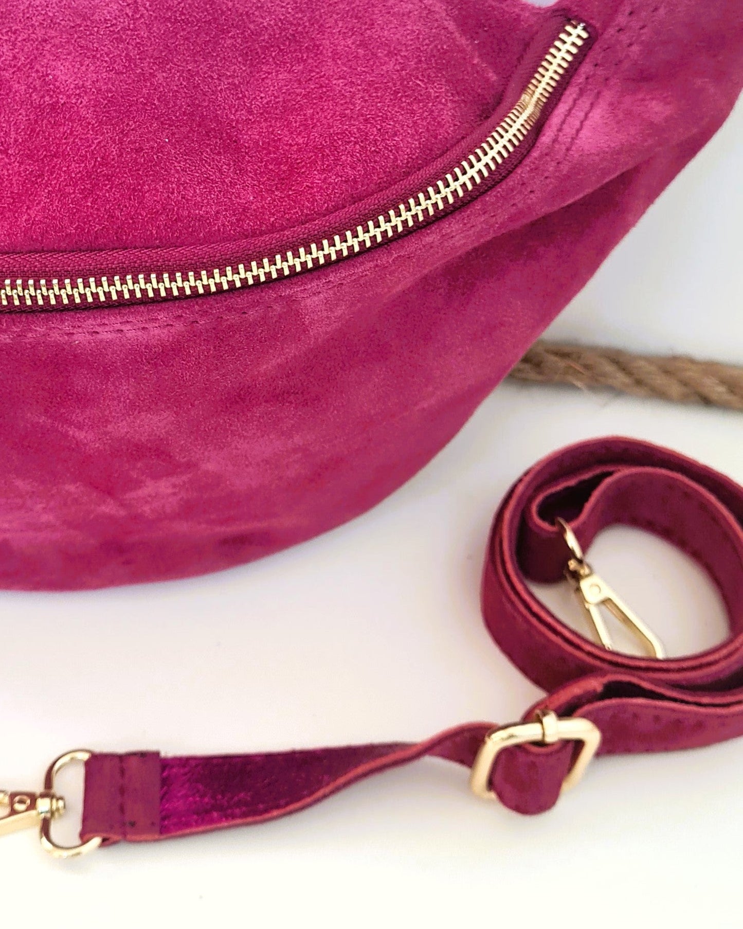 Sac banane Nina XXL en cuir rose