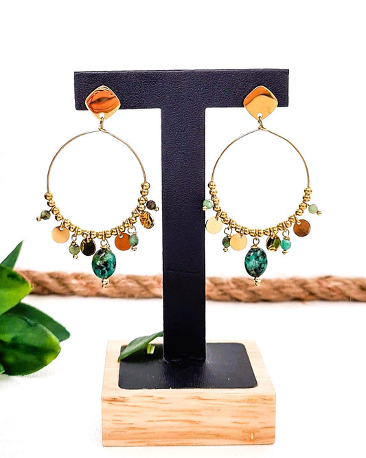 Boucles d'oreilles Pearl vert