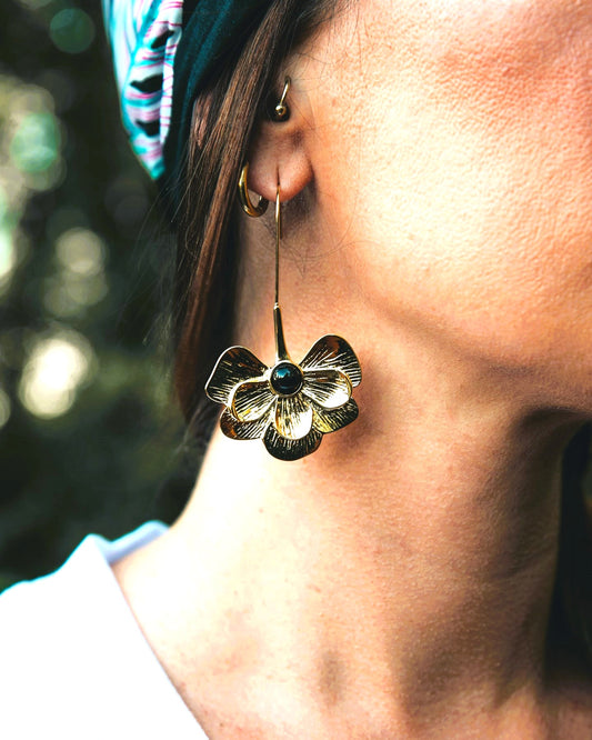 Boucles d'oreilles Pensée noir