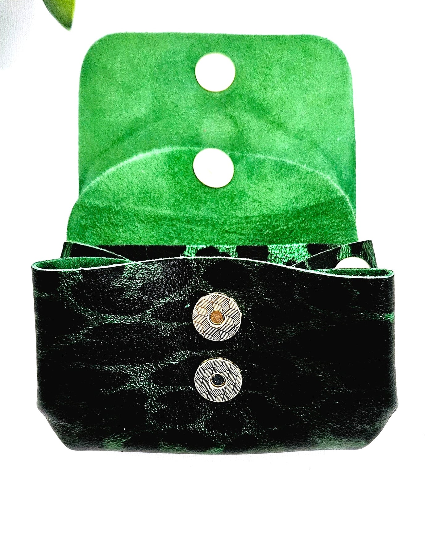 Porte-monnaie léopard vert