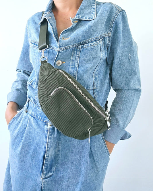 Sac banane Vic en velours côtelé