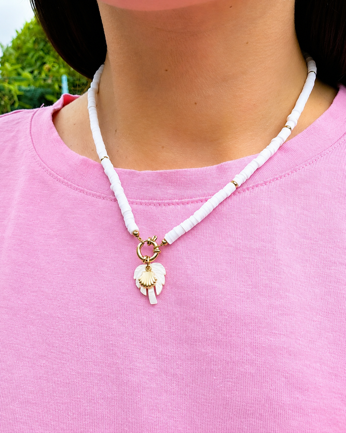 Collier Palmier blanc