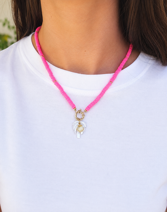 Collier Palmier rose
