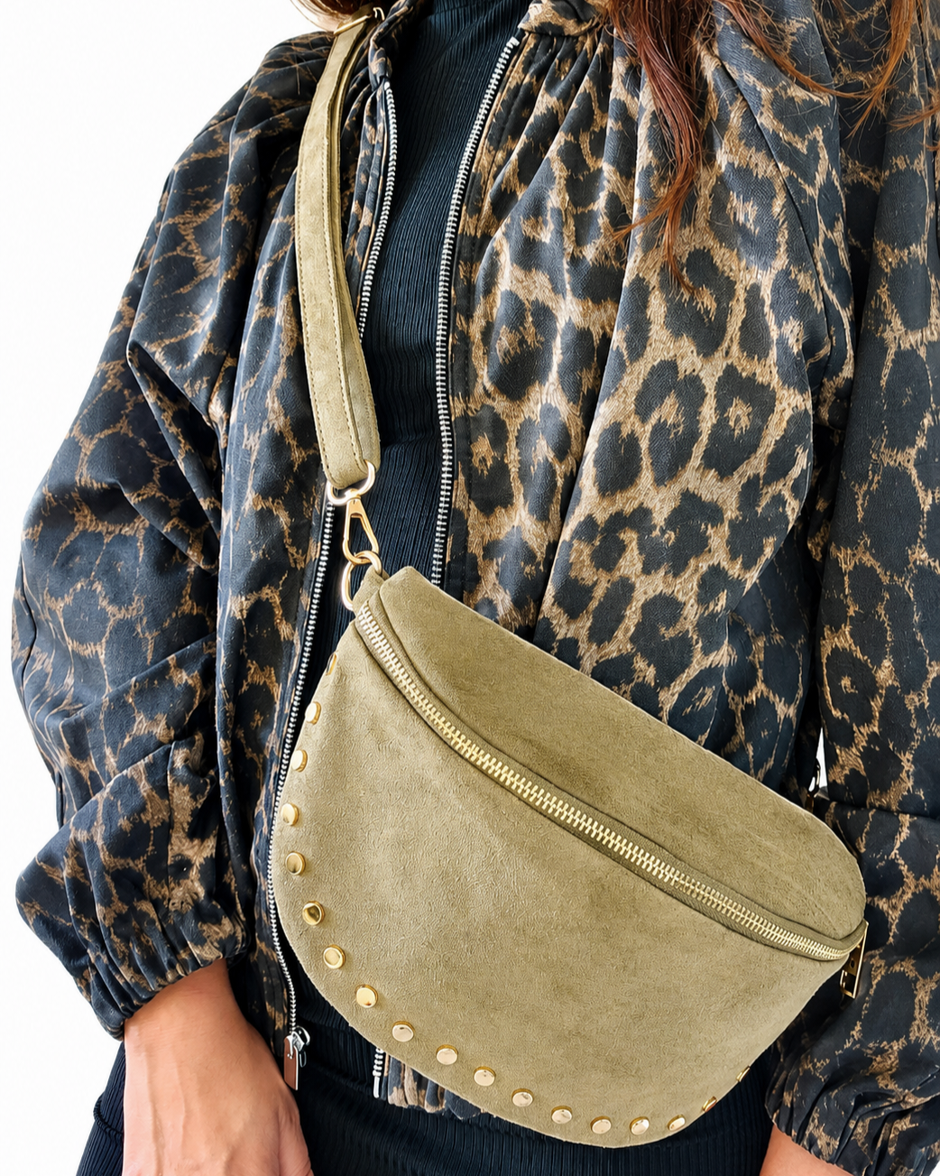 Sac banane Stella clouté kaki