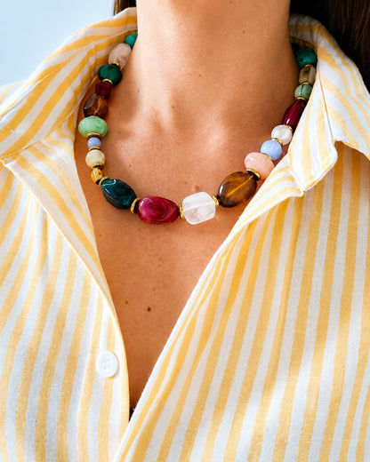 Collier Rosalia en perles multicolores - création bahia