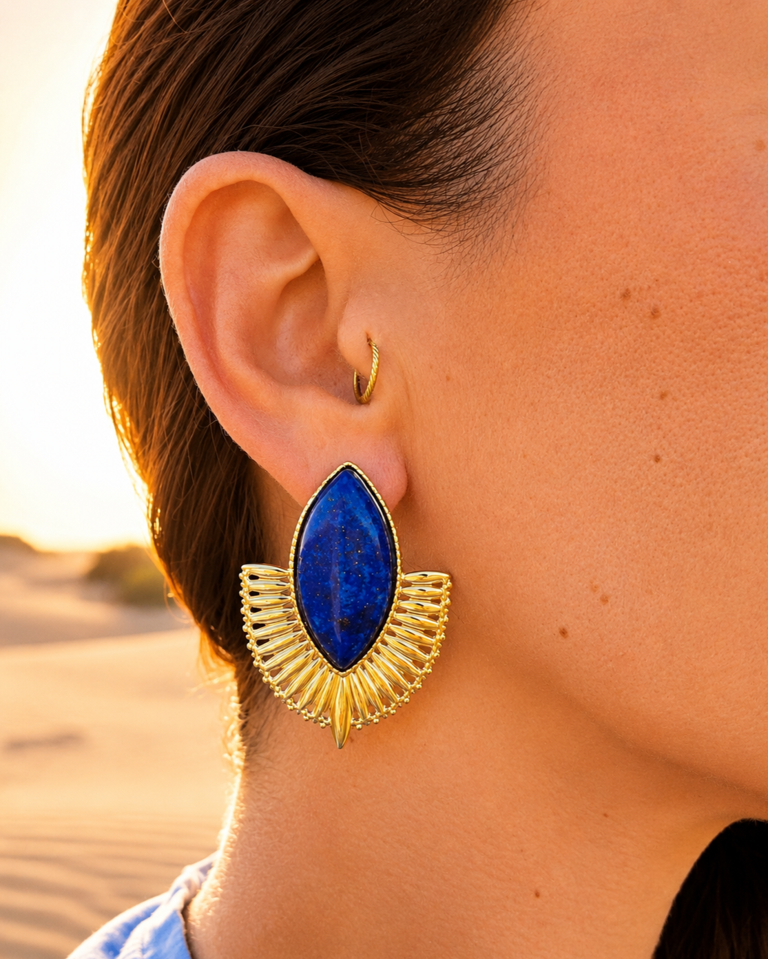 Boucles d'oreilles Nefertiti bleu