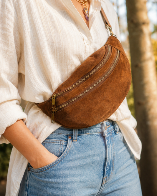 Sac banane Louise en cuir camel