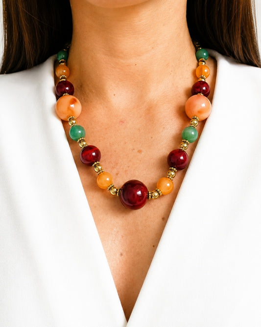 Collier Gemma en perles rondes colorées - création bahia