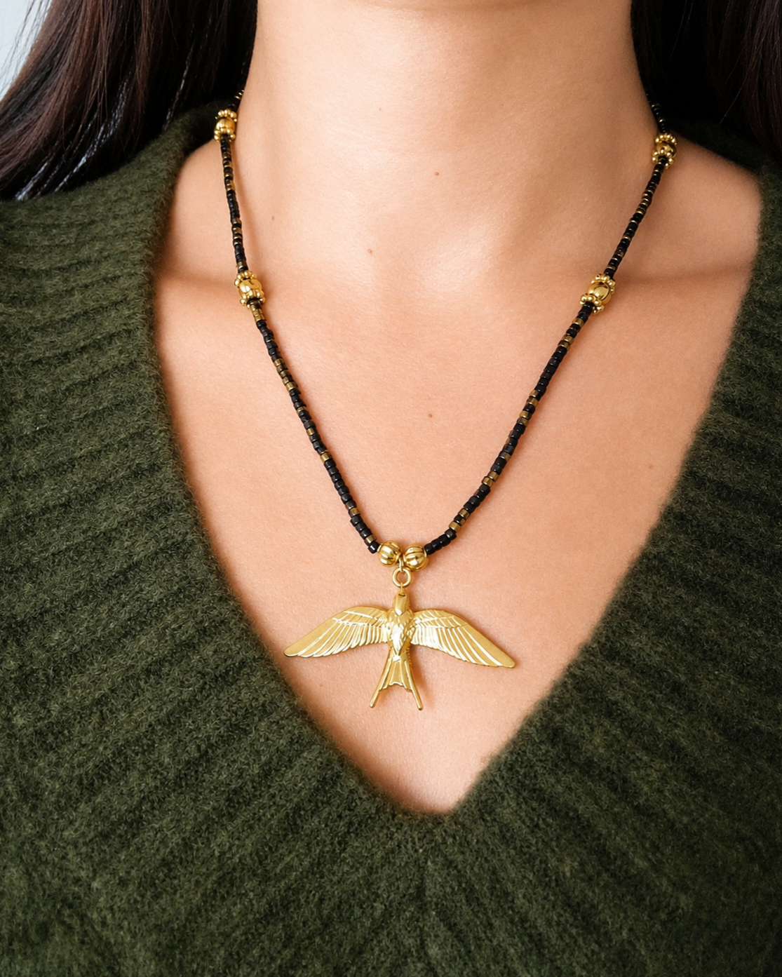 Collier Night hirondelle - création Bahia