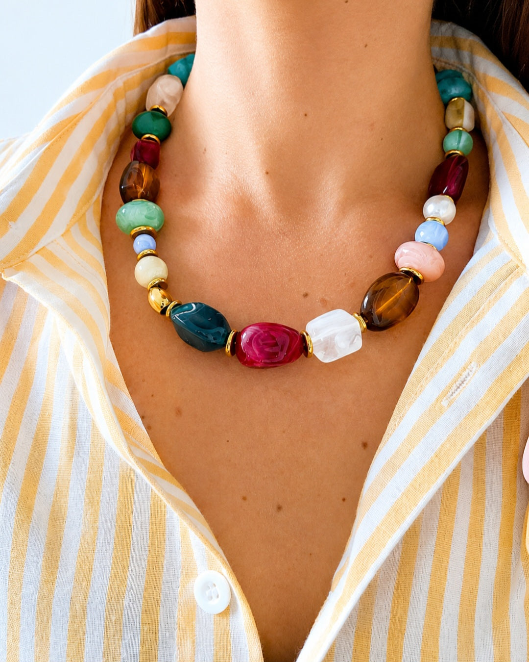 Collier Rosalia en perles multicolores - création bahia