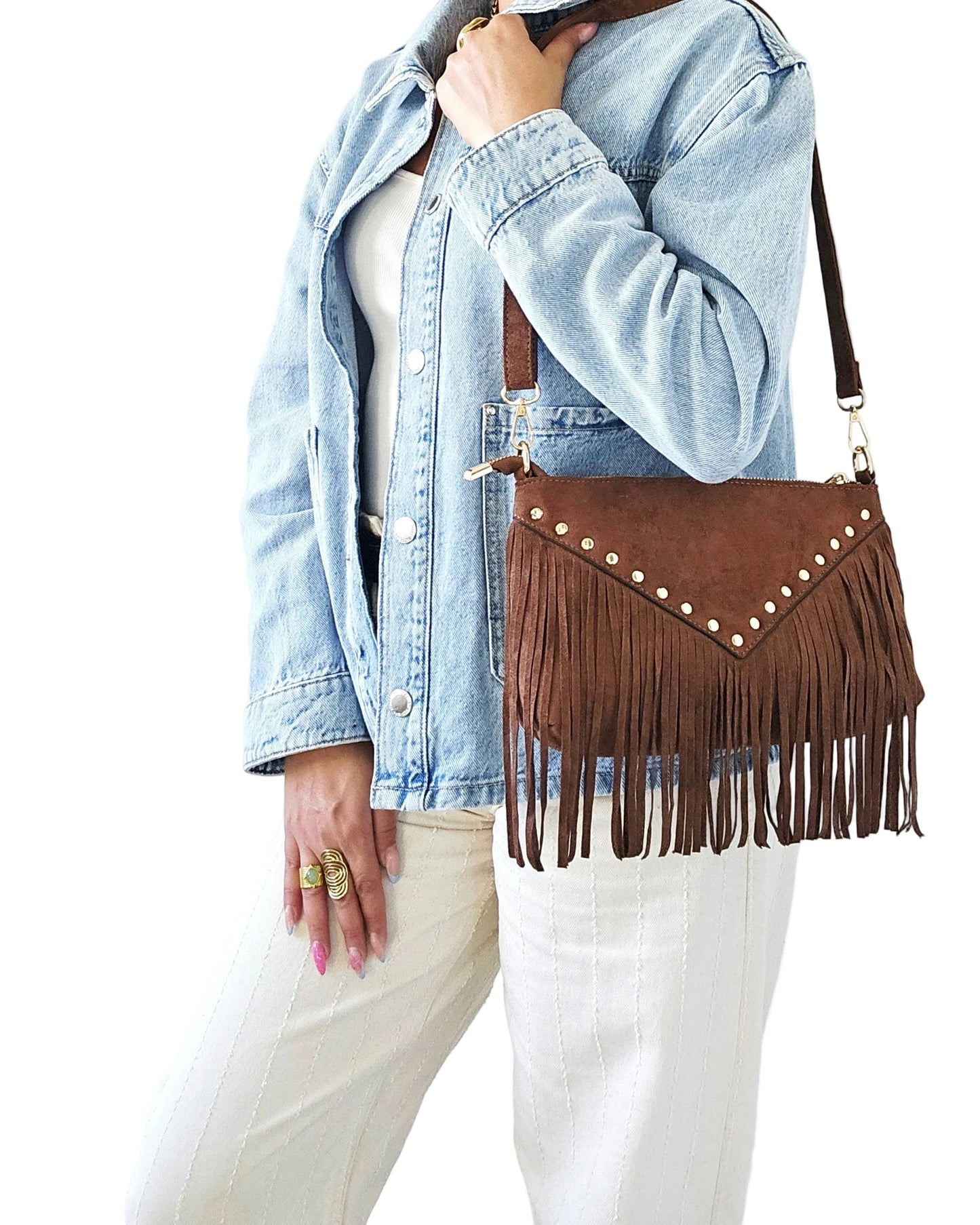 Sac Astra franges marron chocolat