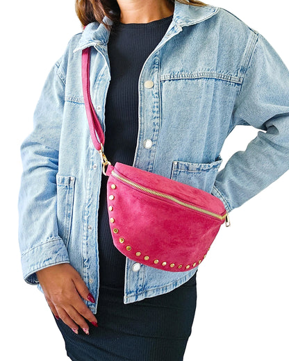 Sac banane Stella cloutée rose
