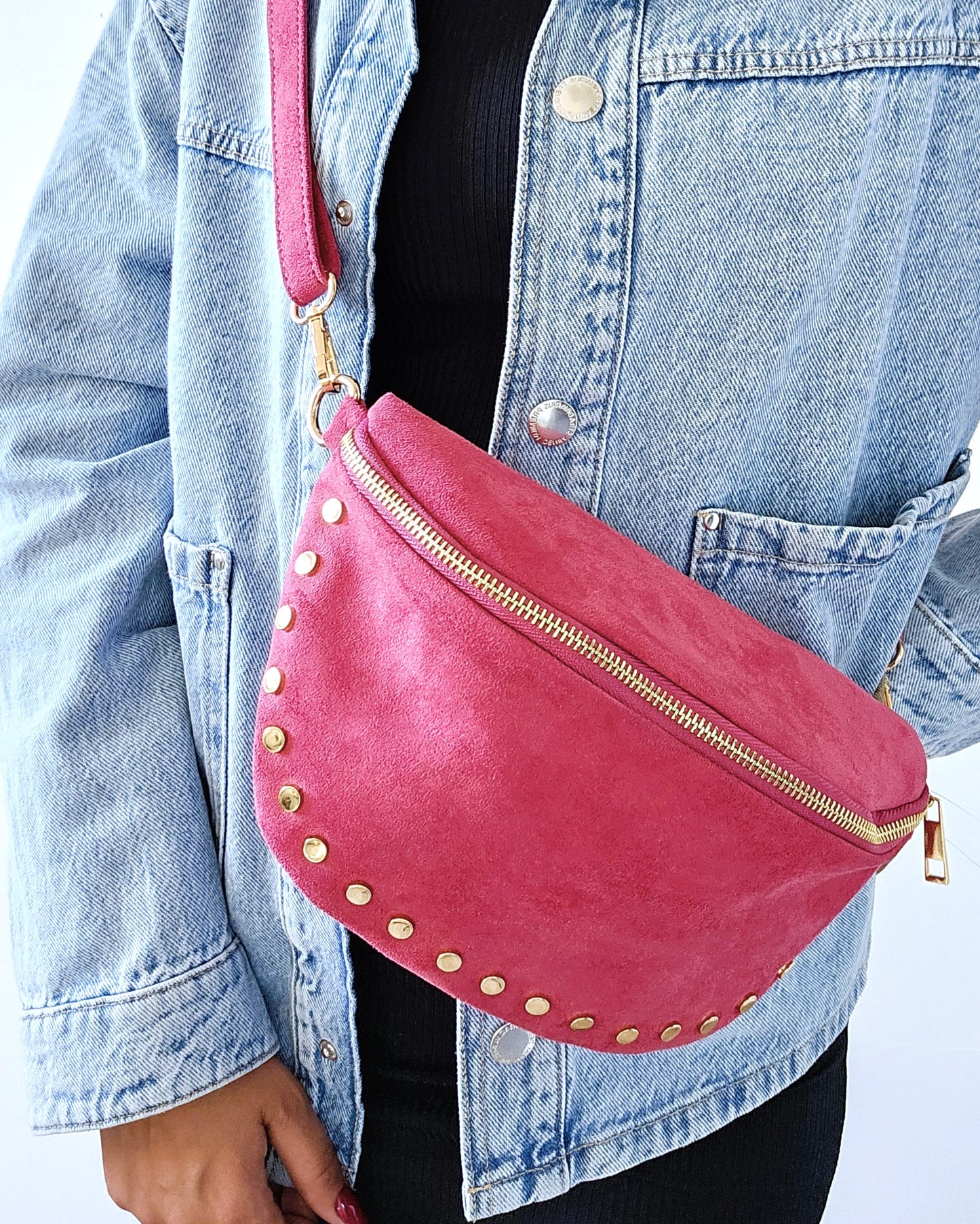 Sac banane Stella cloutée rose