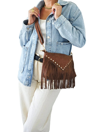 Sac Astra franges marron chocolat