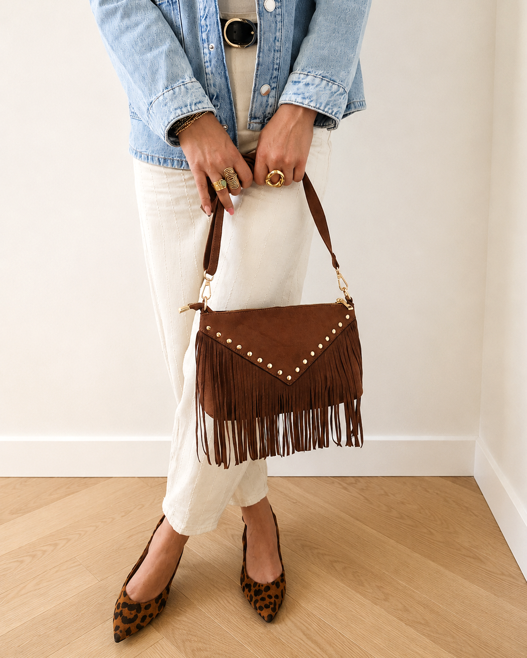 Sac Astra franges marron chocolat