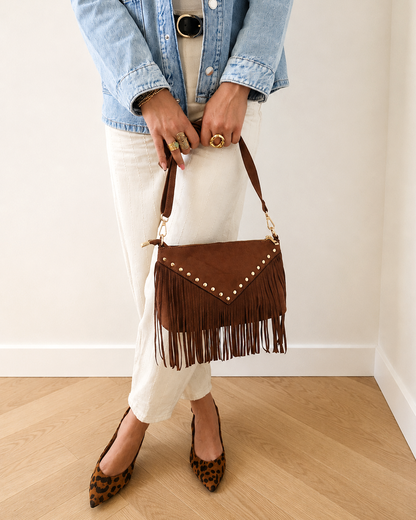 Sac Astra franges marron chocolat