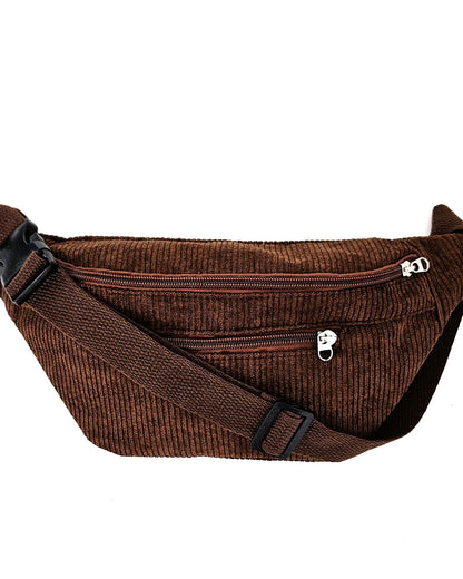 Sac banane Eva en velours côtelé marron