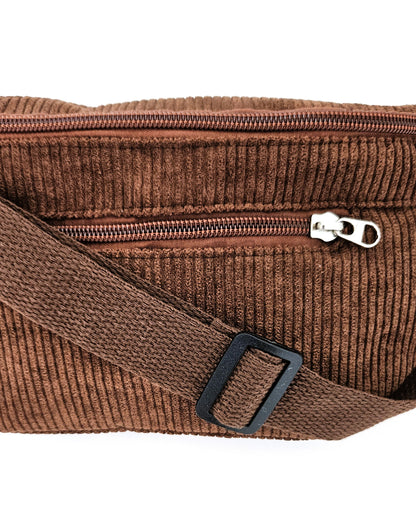 Sac banane Eva en velours côtelé marron