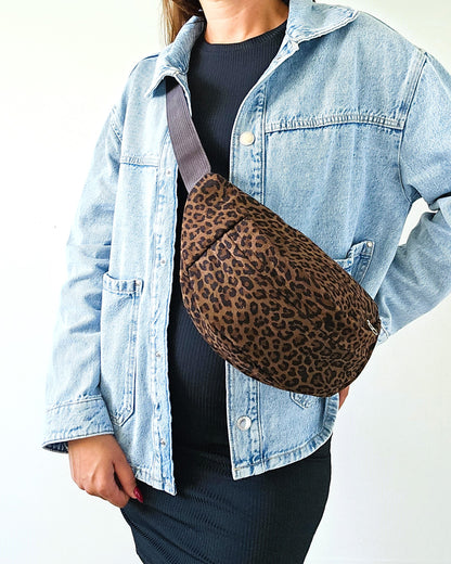 Sac banane Fauve léopard suédé