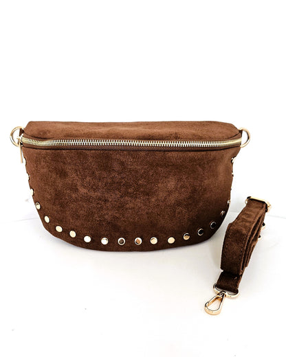 Sac banane Stella cloutée chocolat