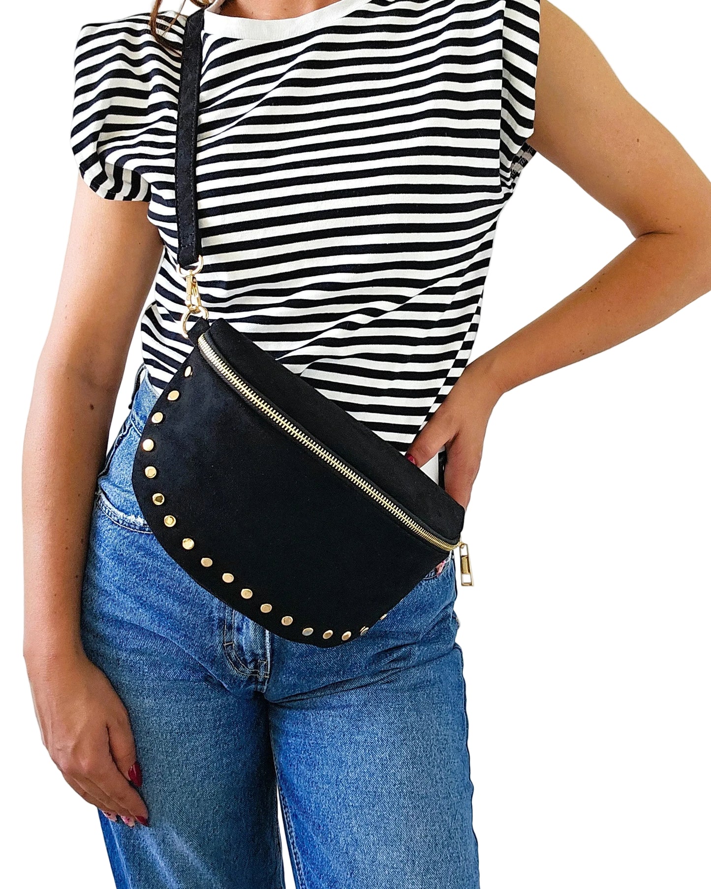 Sac banane Stella cloutée noir