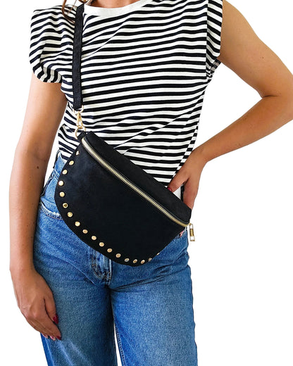 Sac banane Stella cloutée noir